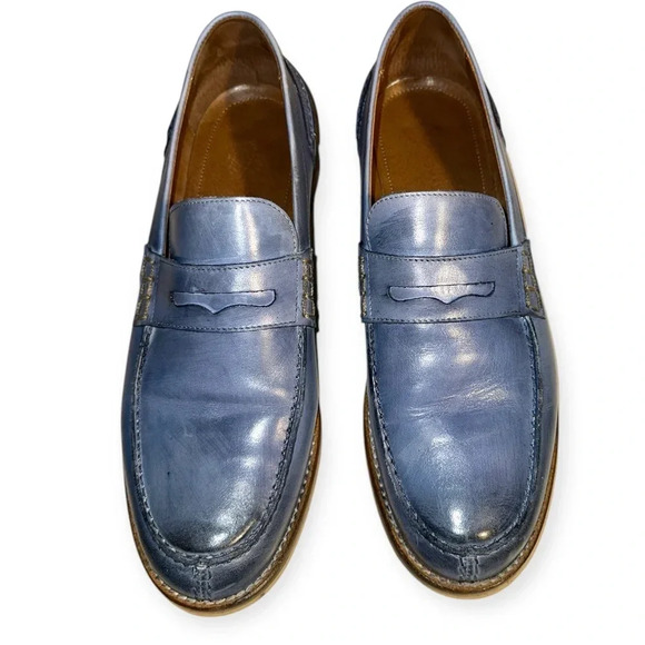 Girotti MEN`S BLUE PENNY LEATHER LOAFERS size 42 - Picture 6 of 6